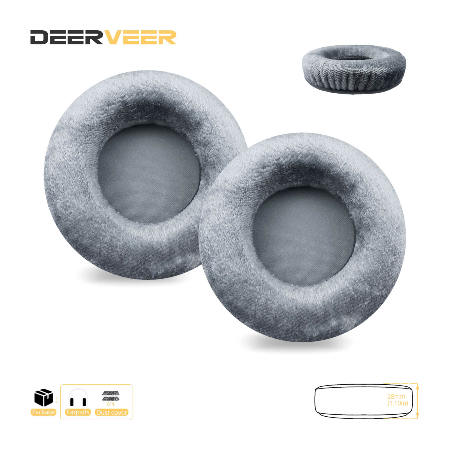 DEERVEER-almohadillas de repuesto para auriculares Bluedio T5, T4, T4S, cojines de espuma viscoelástica gruesa, diadema: 11Gray Velvet