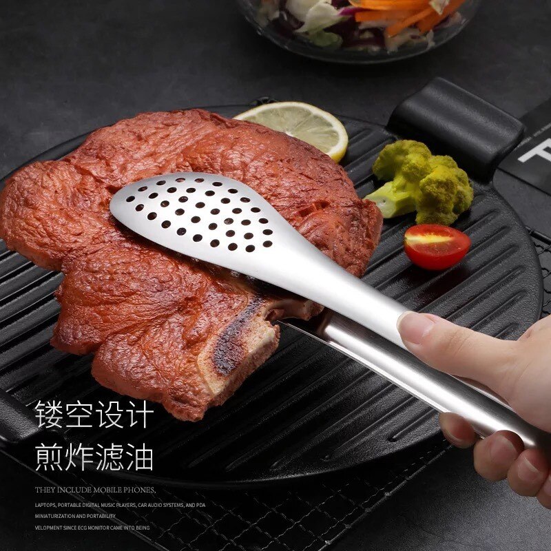 Stainless Steel Food Tongs BBQ Kitchen Cooking Food Serving Buffet Utensil Clip Thickened Steak Clip Bread and Food Tongs