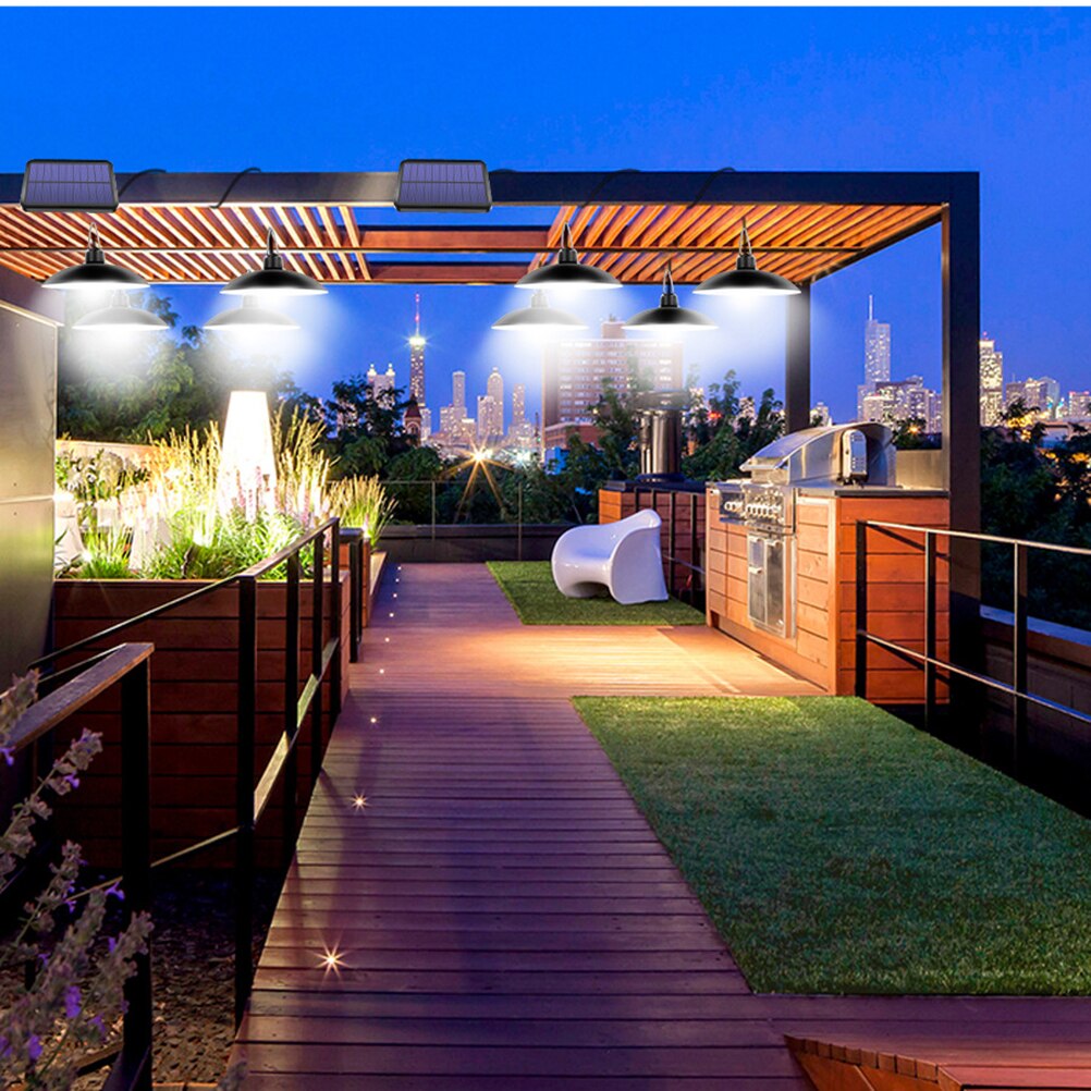 Retro Solar Pendant Light Outdoor Indoor Hanging Solar Powered Shed Lights Waterproof IP65 Decoration Lamp for Barn Yard Patio