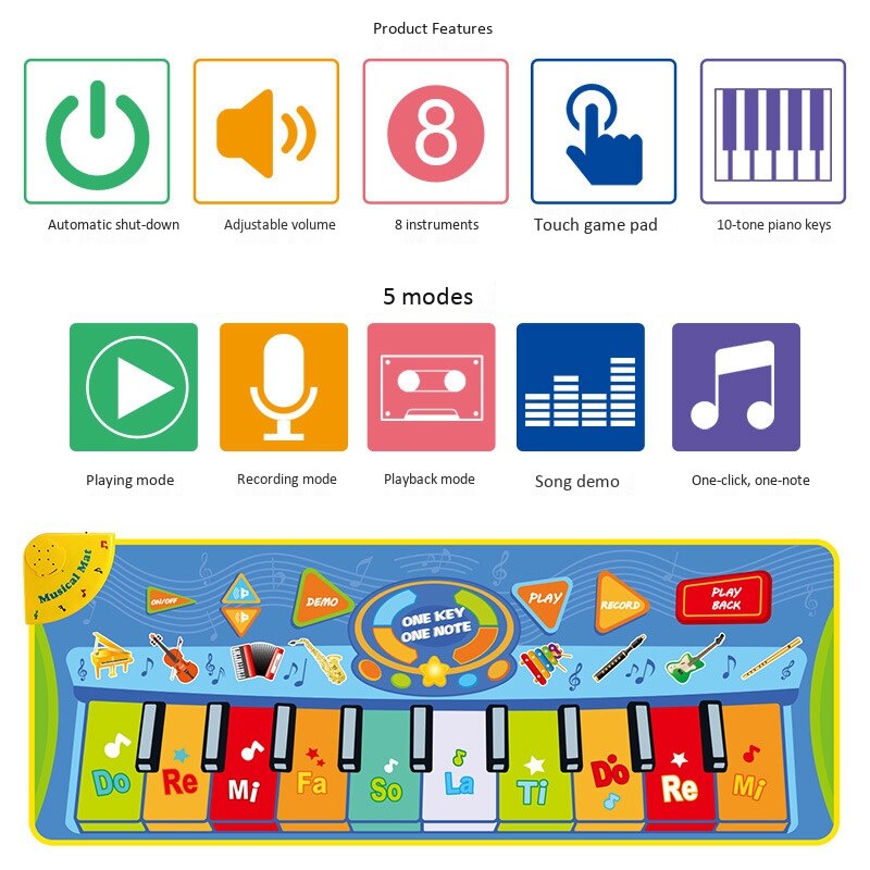 Multifunction Musical Instruments Mat Keyboard Piano Baby Play Mat Educational Toys for Children Kids