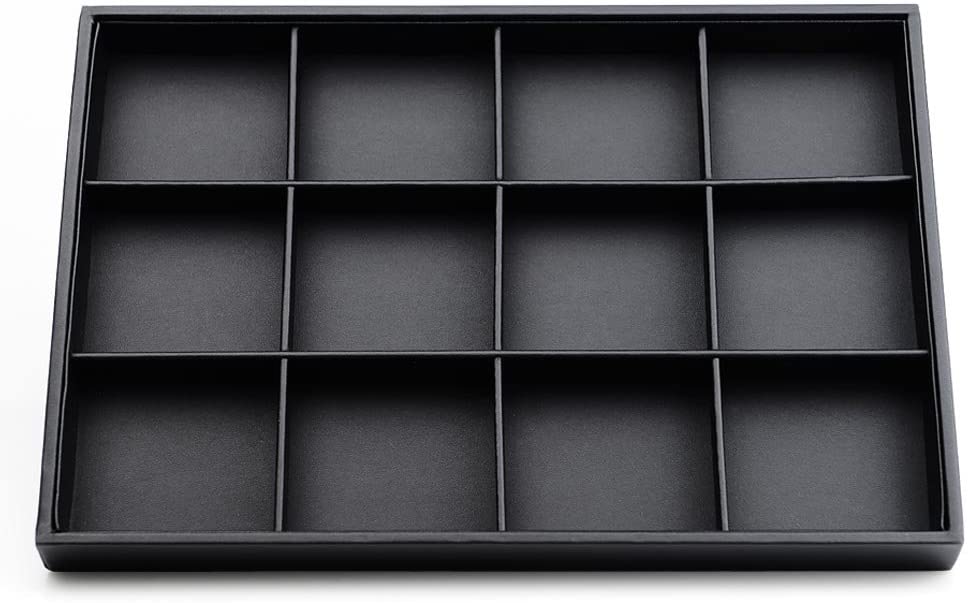 Black Leather Jewelry Display Flat Tray Perfume Accessories Trinket Watch/Earring/Ring Storage Organizer: M / Red