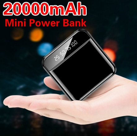 Power Bank Met Verpakking 20000Mah Draagbare Mini Power Bank Spiegel Screen Led Display Externe Batterij Voor Iphone