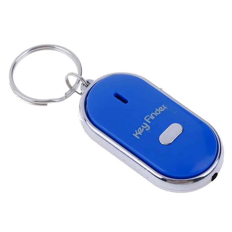 1pc bleu Anti-perte clé localisateur porte-clés sifflet bip sonore alarme lumière LED