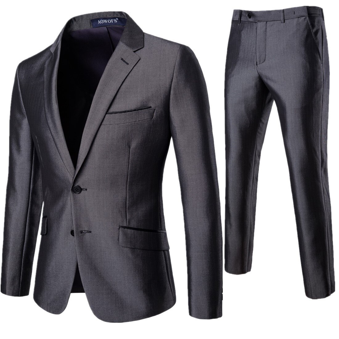 Men's Suit SET Business Slim Formal Wedding Dress gray Suit Jacket + Pants 2-Piece Set Men's Clothing: XXXL