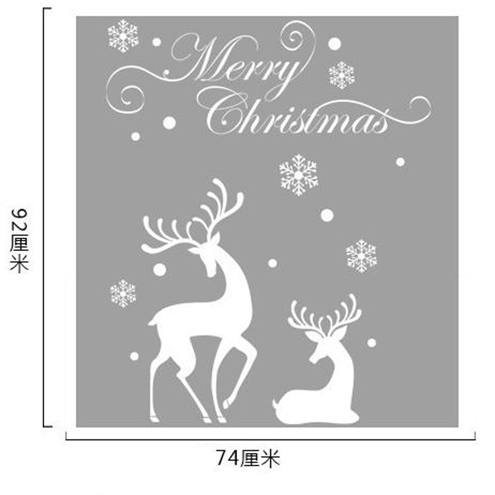 Vrolijk Kerstfeest Wit Rendier Sneeuwvlok Raamsticker Muur Sticker Muurstickers Verwijderbare Diy Raam Deur Decoraties