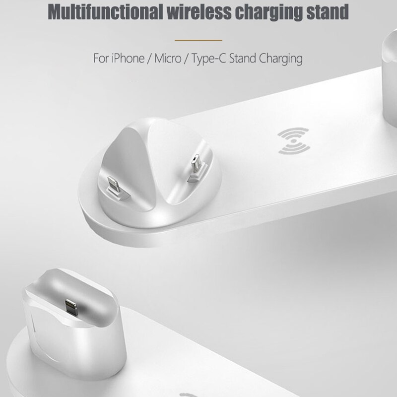 6-in-1 10W wireless charger base for Apple Watch Airpods multifunctional wireless charging station for iPhone11 Pro Max