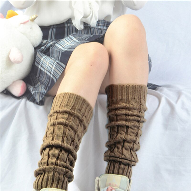 40cm jambières femmes genou haute hiver tricot solide Crochet jambières pour bottes manchettes chaussettes longues chaussettes: Dark khaki