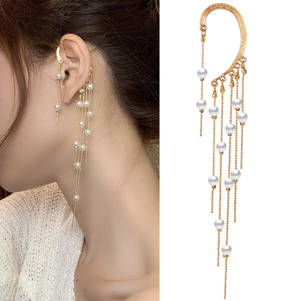 Delysia King Pearl nappa lunga earclip senza foro per l'orecchio