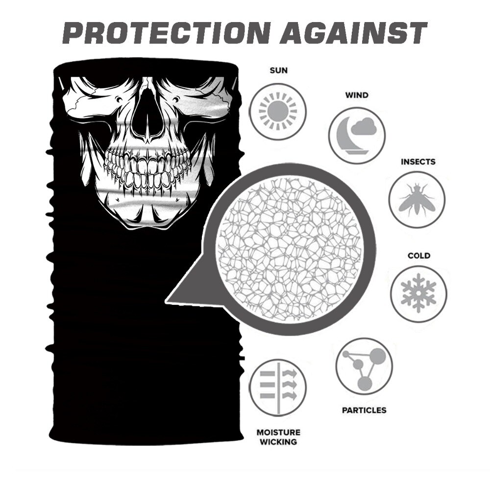 Bjmoto festival fest maske balaclava sømløs cykel biker spøgelse tørklæde halv ansigtsmaske skjold anti-uv vindtæt pandebånd