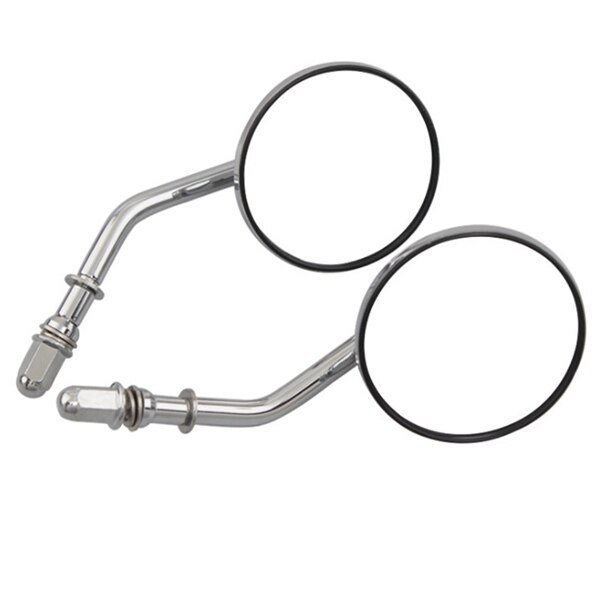 8mm Chrome Motorcycle Mirror Short Stem 3Inch Round Rearview Mirror for Dyna Bobber Chopper Old School 1982