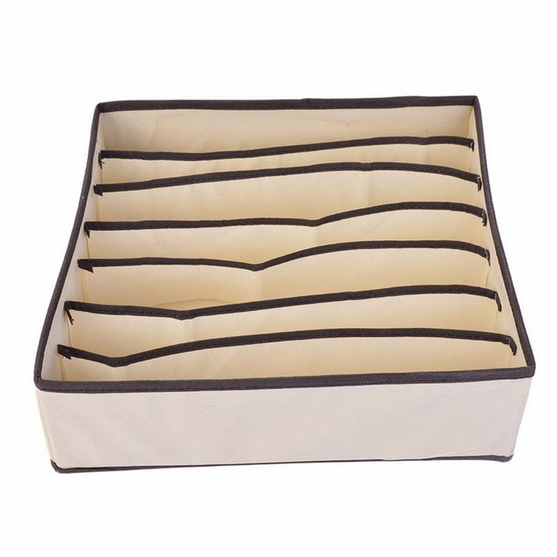 Opbergdozen Ondergoed Divider Lade Lidded Closet Organizer Ropa Interieur Organizador Voor Stropdassen Sokken Shorts Bra Organizador: Beige 7 grids