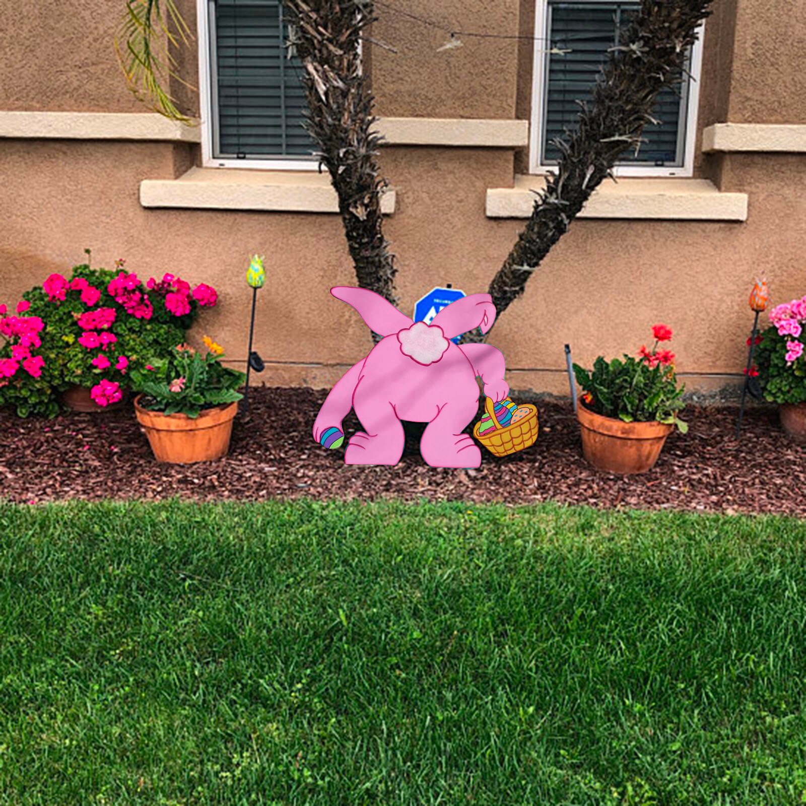 Wooden Easter Garden Decoration Bunny Rabbit Sign Home Lawn Yard Decor Art Sculpture Garden Statue Easter Spring Decoration tuin