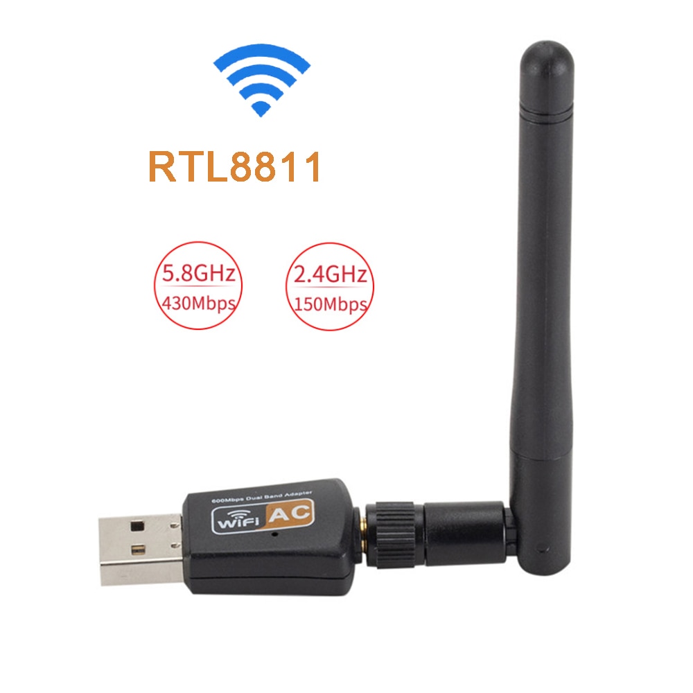 600Mbps Wifi Adapter Dual Band 2.4G/5.8G Wireless Network Card Adapter 802.11ac USB Wifi Adapter For Desktop/Laptop/PC