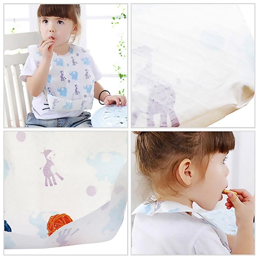 10 stücke Karikatur Elefanten Einweg Baby Lätzchen mit Lebensmittel Fänger Tasche für Reise Kleinkind Fütterung Speichel Handtuch Zubehör