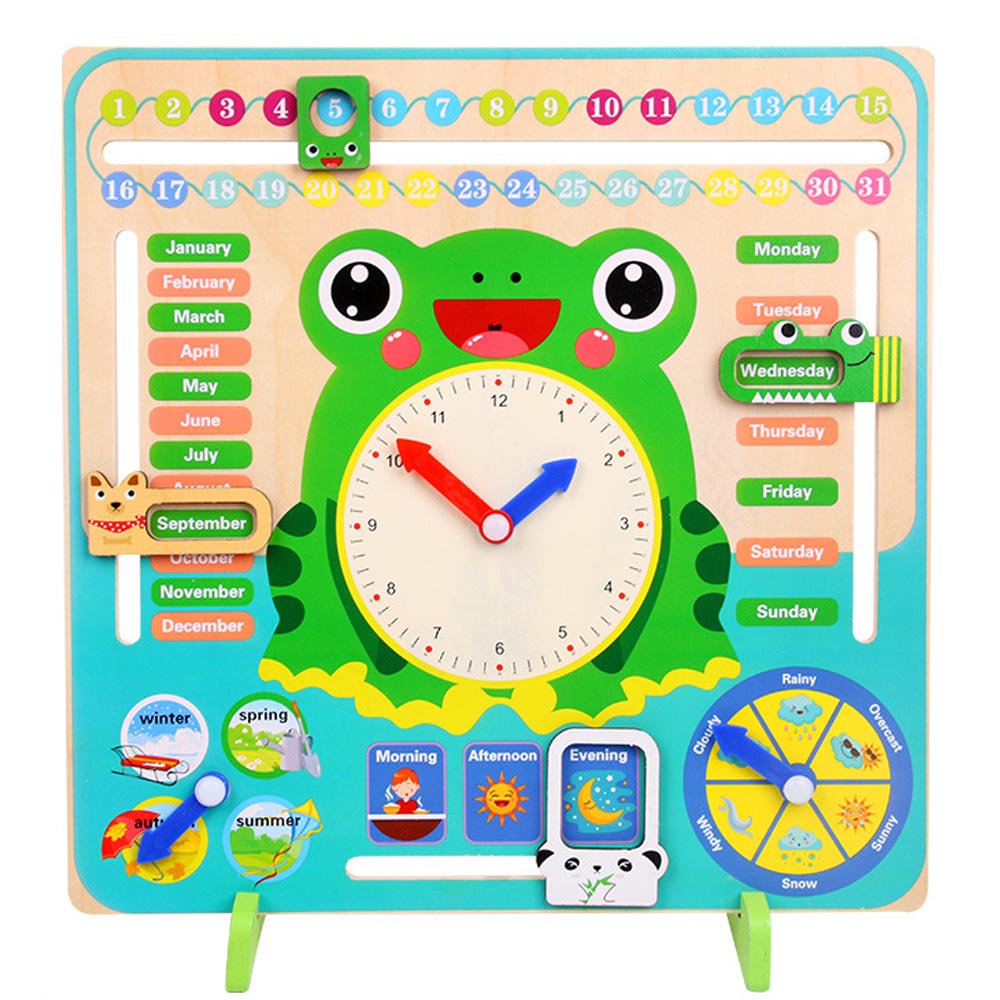 Baby Holz Spielzeug freundlicher Zeit Cognitio Spielzeug nasser Saison Kalender Uhr Vorschule Pädagogisches Lehrmittel Für freundlicher