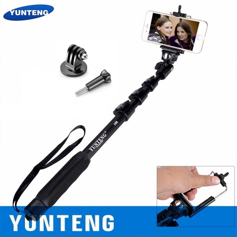 100% Originele Yunteng 188 Handheld Uitschuifbare Pole Camera Monopod Selfie Stok Statief Selfie Voor Telefoons Gopro 4/5/6/7/8/9