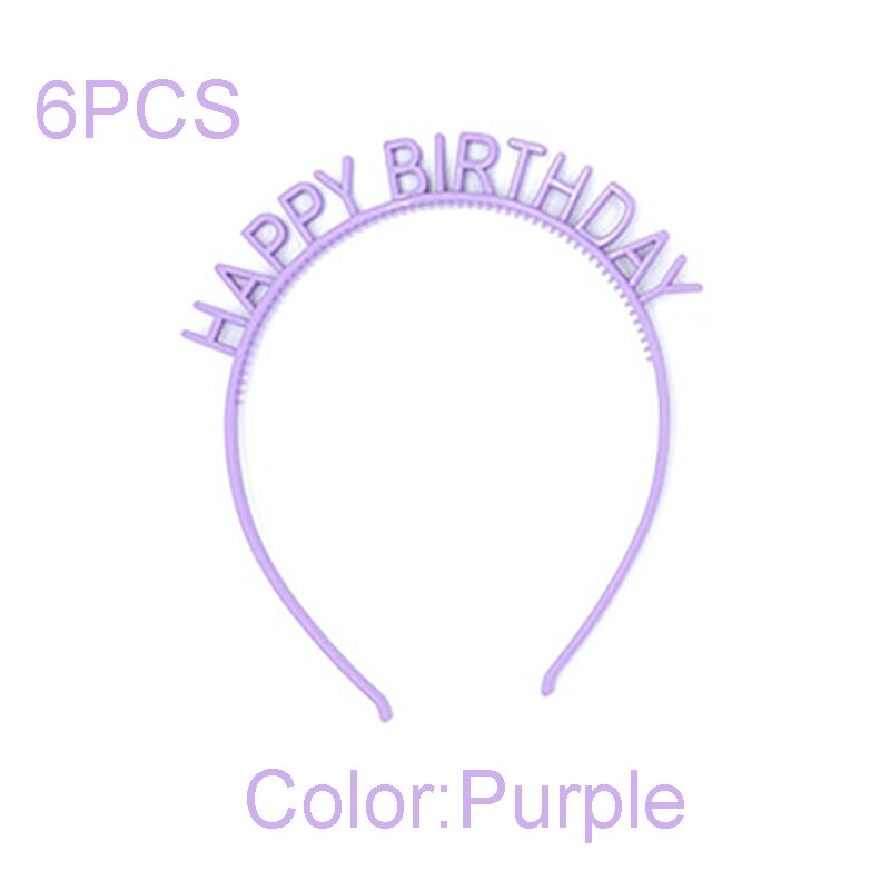 Diadema de feliz cumpleaños para niña, sombrero colorido para de cumpleaños, Macaron, 6 unids/paquete: 6PCS Purple
