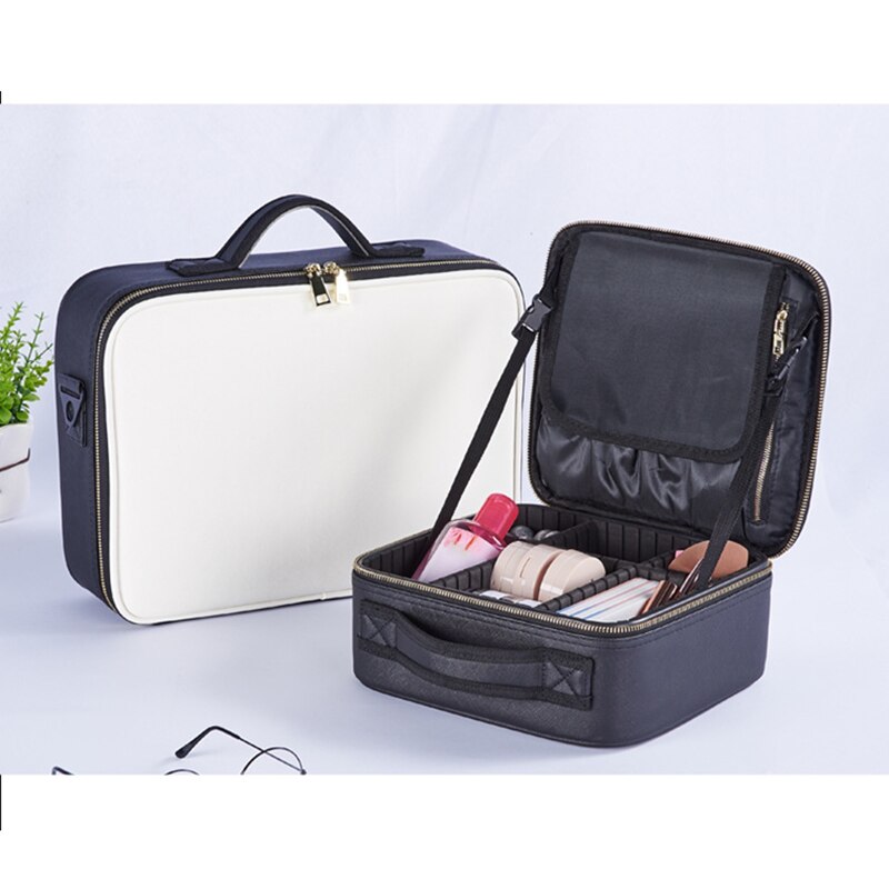 Ladies Double-layer Waterproof Cosmetic Case Bag Women Large Capacity Makeup Brush Organizer Case