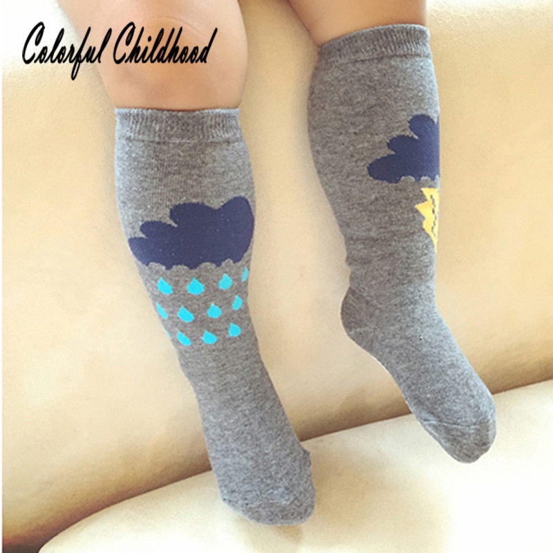 Frühling freundlicher socken Karikatur Wolke regentropfen knie hohe socken kleinkind Baby bein wärmer freundlicher socken herbst bebe calcetines