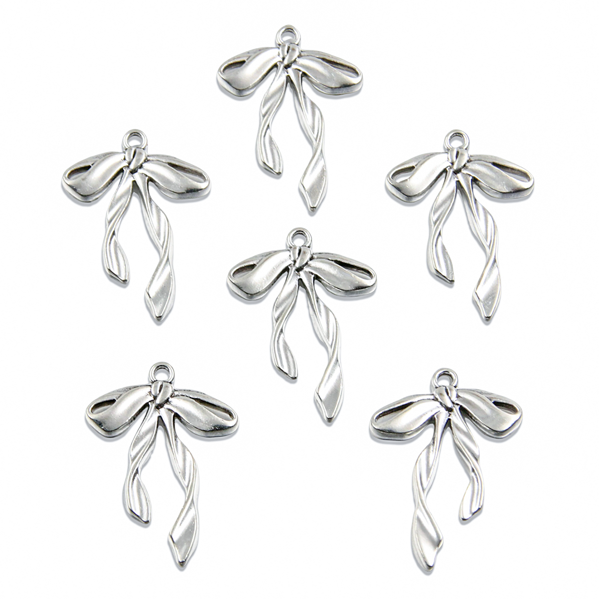 20Pcs 13 Style Metal Alloy Cute Hollow Bow Charms Pendants For Jewelry Making DIY Handmade Craft: Light Yellow Color