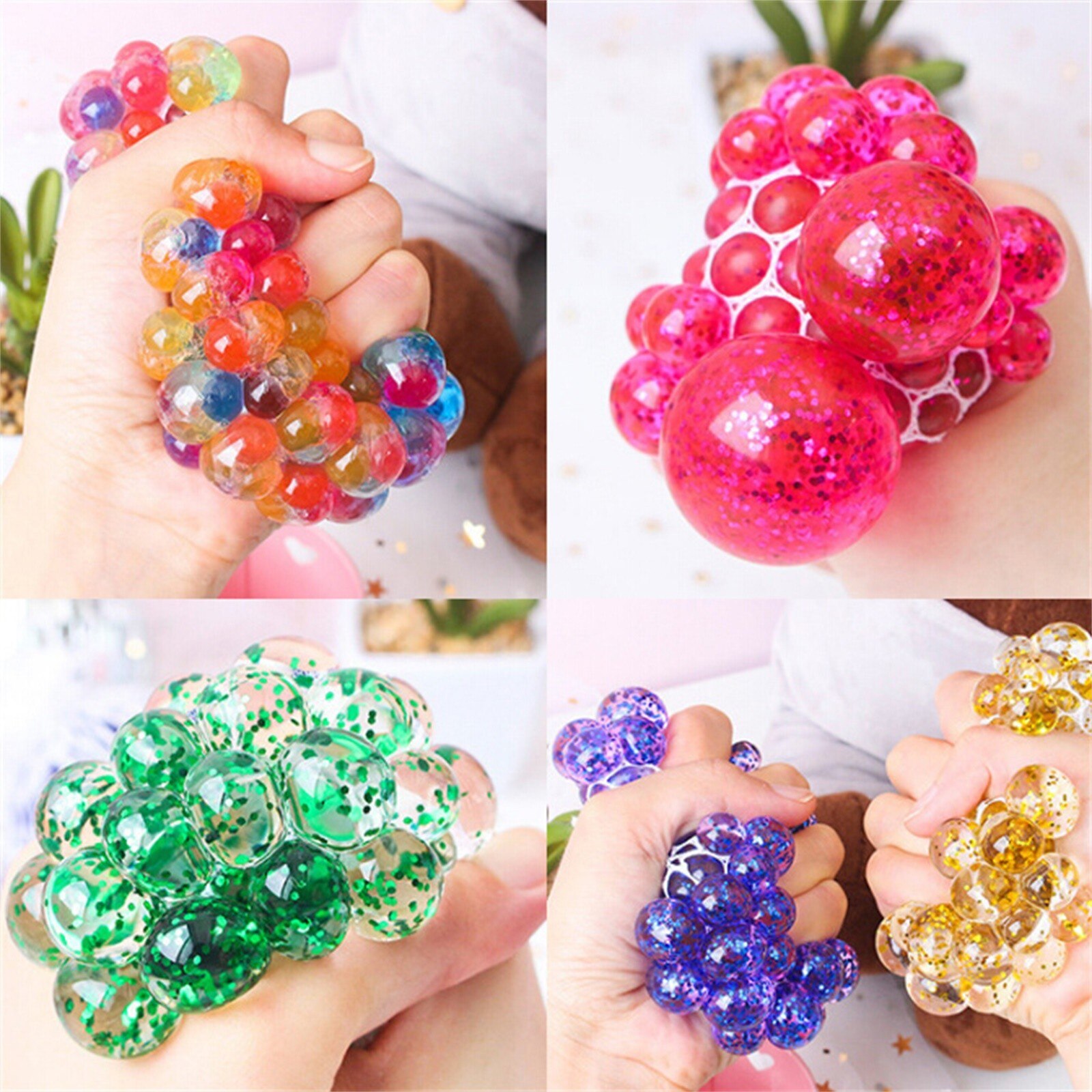 Squishy Antistress For Hand Fidget Toys Mesh Ball Led Glowing Grape Toys Anxiety Relief Stress Ball 10ml For The Year