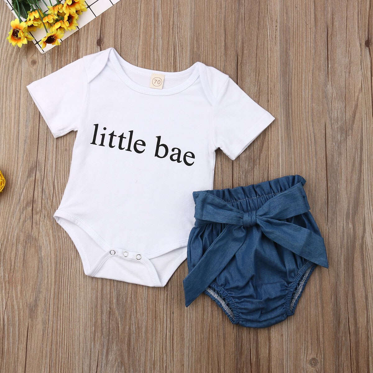 Baby Zomer Kleding Baby Baby Meisje Jongens Kleding Brief Witte Korte Mouwen Romper Denim Shorts Casual Outfit Sets 0 -24 M