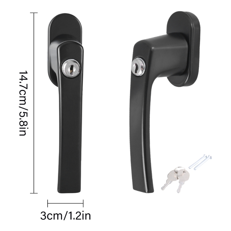 Lockable Window Handle With Key & Screws Shed Door Handle Lock Stainless Steel Lockable Replacement Handle Enduring