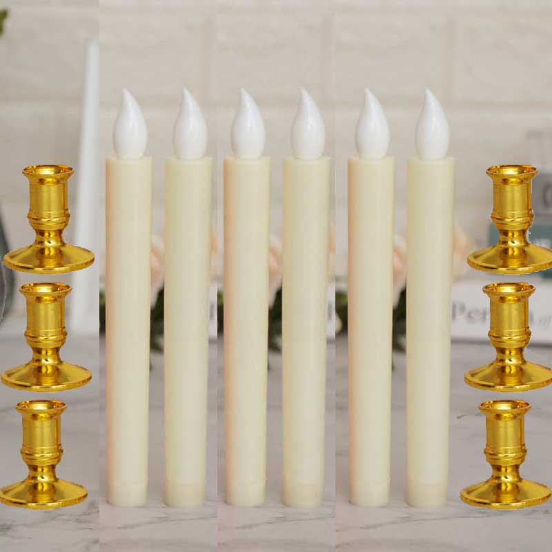 12 Pieces Beige/Yellow/Red Church LED Candles,Battery Operated Flameless Flickering Candle Light For Wedding
