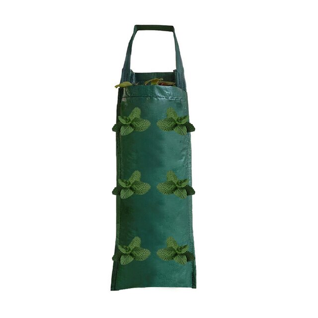 4/6/8/10 Zakken Groeien Zakken Muur Opknoping Verticale Aardbei Planten Zakken Voor Kruiden Groenten Fruit Indoor Outdoor plant Pot: Green 6 Holes