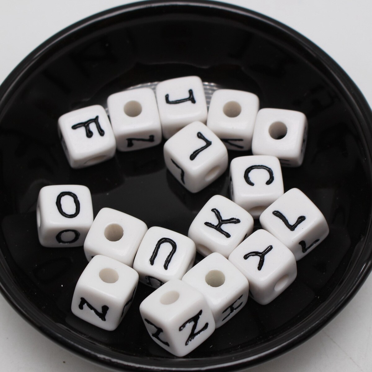 Kids Craft DIY Assorted Alphabet Letter Acrylic Cube Pony Beads 8mm 10mm