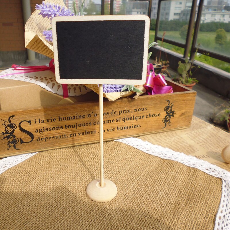 30pcs Mini Rectangle Wooden Blackboard Price Display Stick Stand Holder DIY Message Stand Chalkboard 18x8cm
