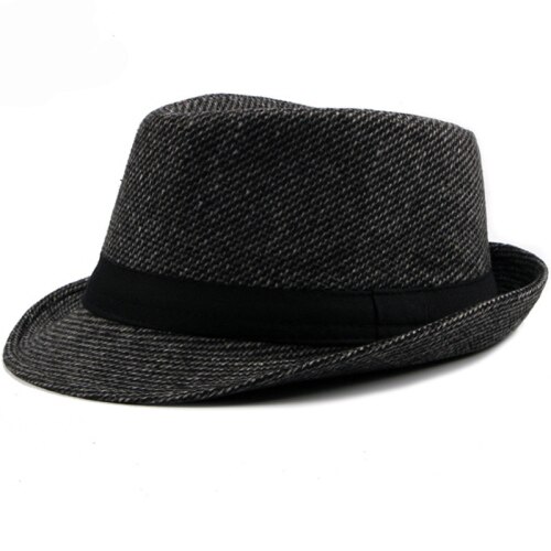 Ht1514 høst vinter vår herrehatter uformelt fast svart grå kaffe fedora hattemaker retro derby jazzhatter britiske trilby hattemaker: Mørk grå