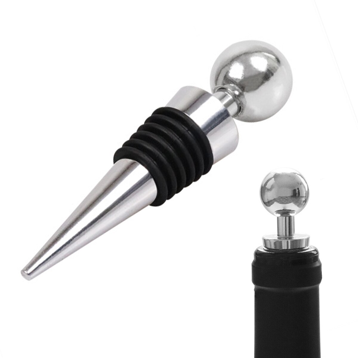 2Pcs Stainless Steel Wine Stopper Vacuum Sealed Beer Beverage Stoppers Cork for Bottle Cap Storage Twist Plug Kitchen Bar Tool