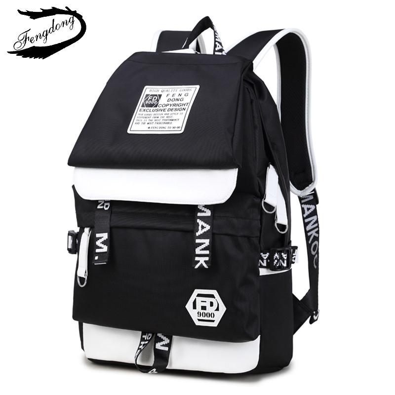 Kvindelig rygsæk høj kapacitet kvinder rygsæk mønster skole laptop rygsæk teen pige skoletaske: Sort chun taske