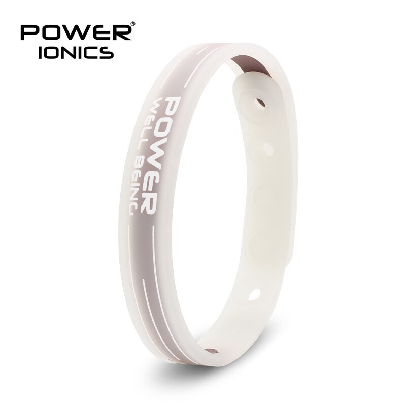 Power ionics bio sundhed fordele ion balance power therapy silikone sport choker turmalin germanium armbånd armbånd: Gennemsigtig hvid