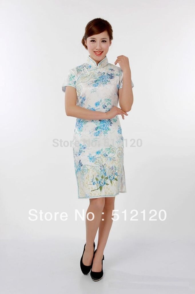Shanghai Geschichte neue stil stehkragen kurze cheongsam abendkleid China traditionellen kleid Qipao 4 farbe