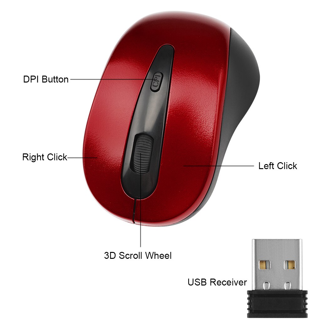 2.4GHz Wireless Mouse 1600DPI Optical Computer Cordless Office Mice with USB Receiver For Laptop Universal Computer Peripherals