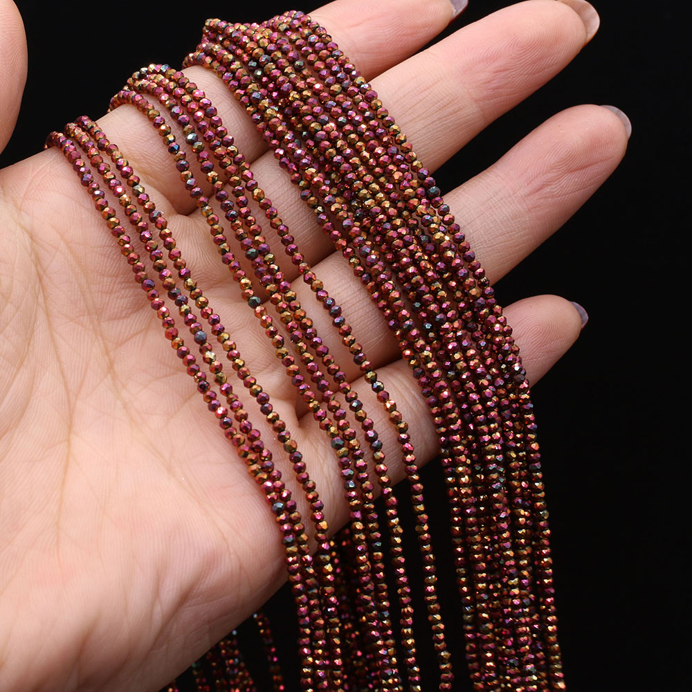 5 strenge naturstenperler belagt farve facetslebet krystal stione spacer løse perler armbånd gør-det-selv smykkefremstilling halskæde 2/3mm