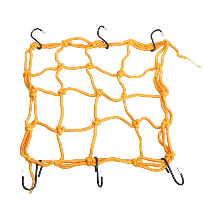 Universal elástico Red de equipaje para motocicleta casco de 30x30cm Bungee red de carga de motocicleta de malla casco de bicicleta titular 6 ganchos: Yellow