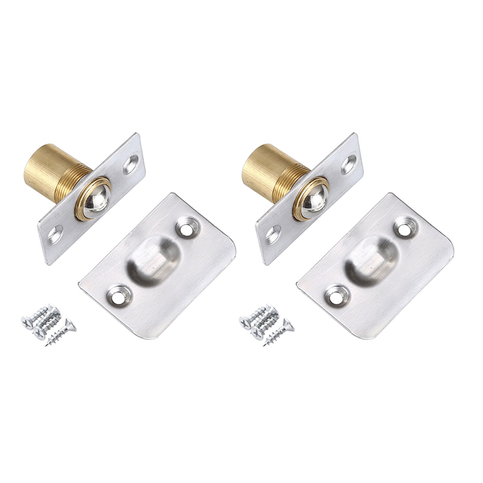 With Strike Plate Cabinet Doorstop Closet Door Ball Catch Universal Adjustable Size Stainless Steel Home Bathroom Rust Proof
