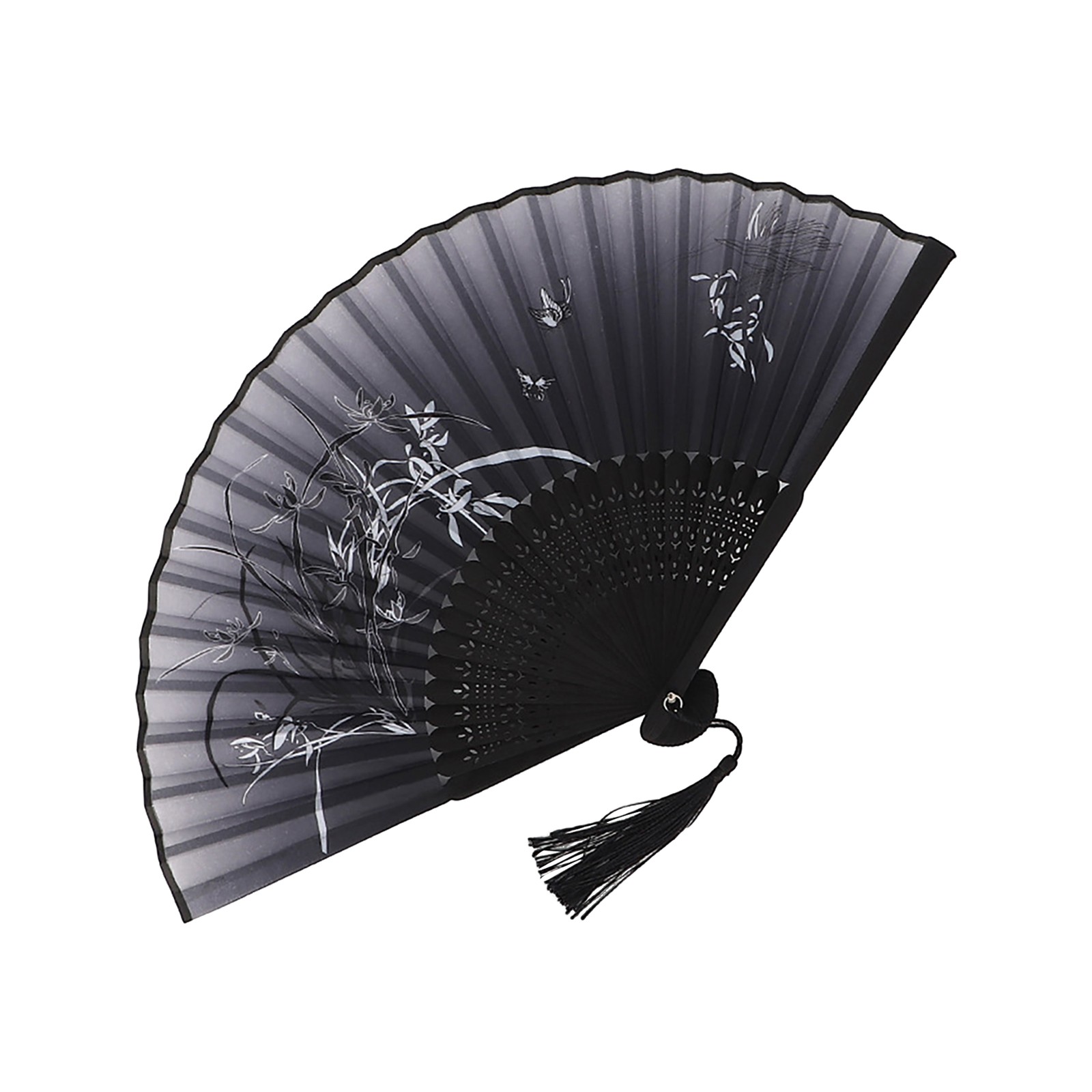 Abanico antiguo Abanico chino Abanico plegable antiguo Abanico de baile Abanicos de mano antiguos Artesanías decoradas Hanfu para fiestas de Halloween Artesanía: Transparente