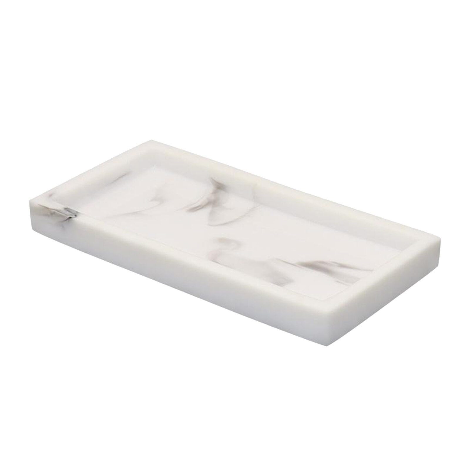Luxspire Badkamer ijdelheid lade, hars dressoir sieraden ring schotel tank opslag aanrecht aanrecht organisator plaat houder voor parfum kaarsen zeep handdoek plant badkamer accessoires, M, wit marmer