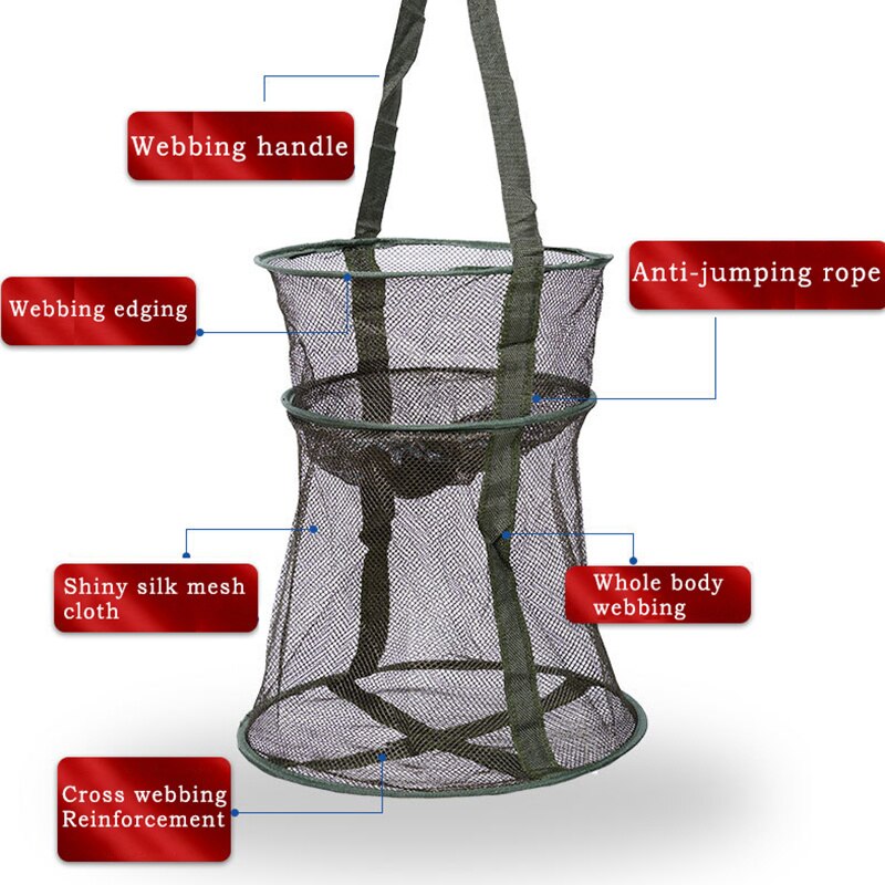 Folding Fish Net 3-Layers Fishing Net PE Material Four Models Fish Care Net Monofilament Small Mesh Fish Net Pesca