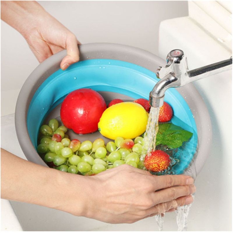 Falten Kunststoff Waschbecken Faltbare bat Waschen hoch Schüssel Washtub draussen Camping Wohnwagen Waschbecken 3 Farben
