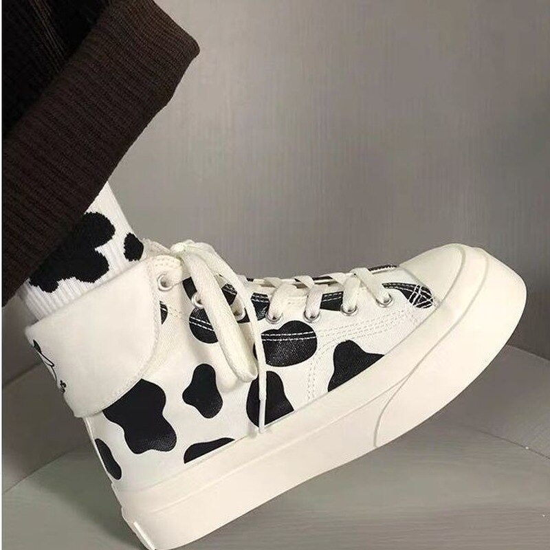Women's Sneakers Cute Platform Shoes Cow Girls Kawaii Casual Vulcanize Undefined Japanese Vintage Boots Female