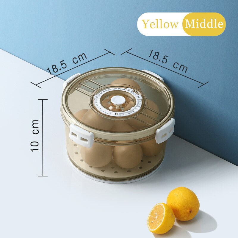 Food Storage Containers Refrigerator Stackable Kitchen Storage Box Airtight Keep Fresh Bins Transparent Fridge Pantry Organizer: Round 3