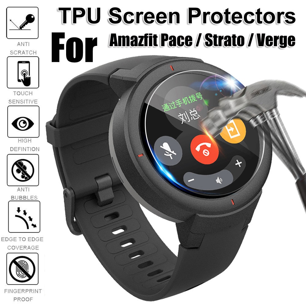 Protector de pantalla de cubierta completa de película de TPU suave para Huami Amazfit Pace Stratos Verge Lite accesorios de reloj inteligente