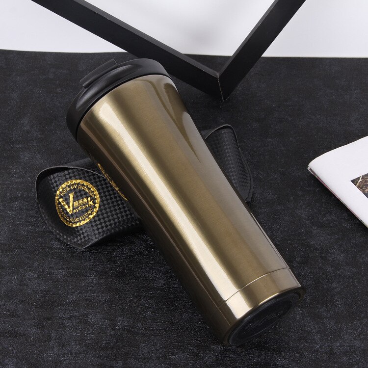 UPORS Neue 500 ml Kaffee Becher Edelstahl Thermos Tasse Doppel Zauberstab Kaffee Tee Bahre Becher Wasser Flasche Thermocup draussen reise Becher: Bronze-
