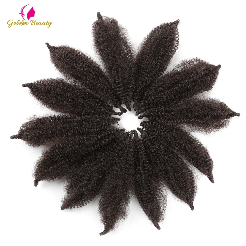 La belleza de oro 8 "sintético Crochet trenzas Marley pelo 14 raíces/pc suave Afro cabello torzado trenzado extensiones de fibras de alta temperatura