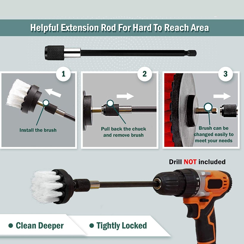 Electric drill brush Set Bathroom Surfaces Tub, Shower, Tile and Grout All Purpose Power Scrubber Cleaning Kit Cleaning brush